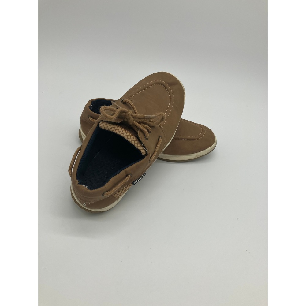 Nautica Faux Leather Boat Shoes Womens Size 3 Brown Moc Toe Loafers Casual Flats